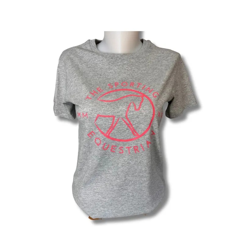 Sporting Equestrian Logo T-Shirt Ladies in Heather Grey